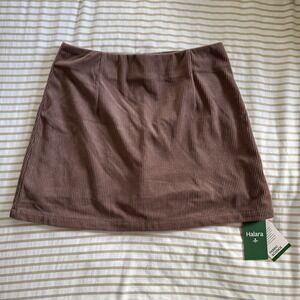 Halara High Waisted 2-in-1 A Line Mini COrduroy Casual Skirt Acorn MEDIUM NWT